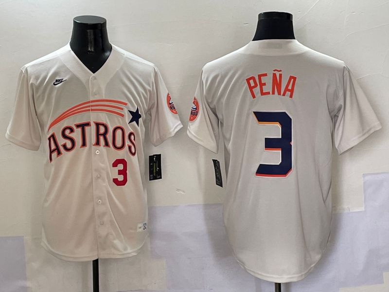 Men Houston Astros #3 Pena Cream Five generations Joint Name 2025 Nike MLB Jersey style 2->houston astros->MLB Jersey